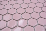 Handmuster Keramik Mosaik Hexagon altrosa glänzend Mosaikfliese Wand Fliesenspiegel Küche Bad MOS11H-1111_m