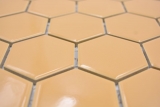 Handmuster Keramik Mosaik Hexagon ockerorange glänzend Mosaikfliese Wand Fliesenspiegel Küche Bad MOS11H-1208_m