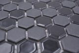 Handmuster Keramik Mosaik Hexagon schwarz glänzend R10B Duschtasse Bodenfliese Mosaikfliese  Küche Bad Boden MOS11H-0301-R10_m