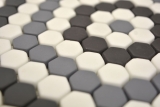 Handmuster GLAS Mosaik Hexagon Roma grau schwarz weiß matt Mosaikfliese Wand Fliesenspiegel Küche Bad MOS140-ROHX3_m