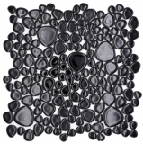 Pebble mosaic Pebbles ceramic black spots shower tray tile backsplash MOS12-0302_f | 10 mosaic mats