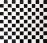 Mosaic tile ceramic chessboard black white glossy tile backsplash MOS18-0306_f