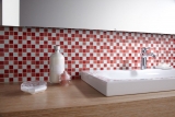 Mosaikfliese Transluzent weiß rot Glasmosaik Crystal weiß rot BAD WC Küche WAND MOS62-0904_f | 10 Mosaikmatten