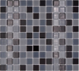 Mosaikfliese Transluzent schwarz Glasmosaik Crystal schwarz BAD WC Küche WAND MOS62-0208_f | 10 Mosaikmatten