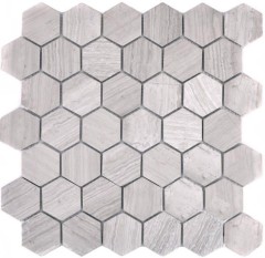 Mosaik Fliese Marmor Naturstein Hexagon Marmor grau Streifen MOS44-1205_f