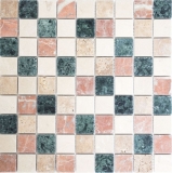 Mosaik Fliese Marmor Naturstein creme beige rot grün Random MOS42-1204_f