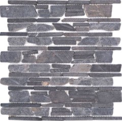 Mosaic tile marble natural stone gray anthracite brick mosaic Neromarquina MOS40-0210_f